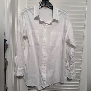 Kindred Bravely Maternity poplin White Button Up Down Shirt